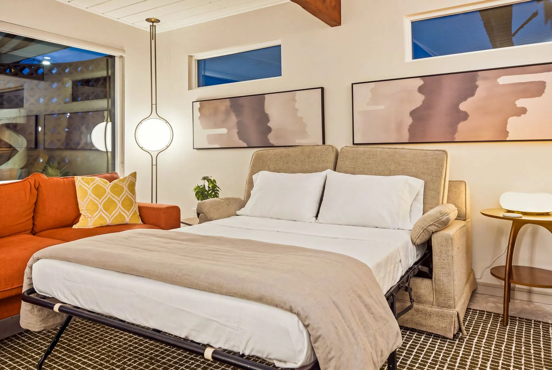 Full-size pull-out sofa bed, sleeps 2